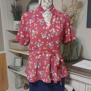 *Final Price- Monteau Floral Mock Wrap Top